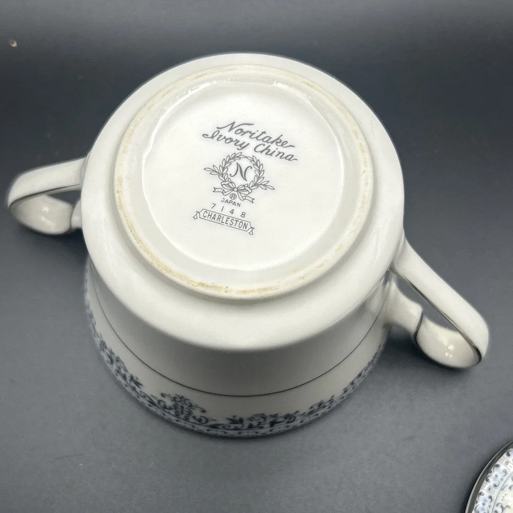 Vintage Noritake China Charleston 7148 Creamer Pitcher & Covered Sugar Bowl Set
